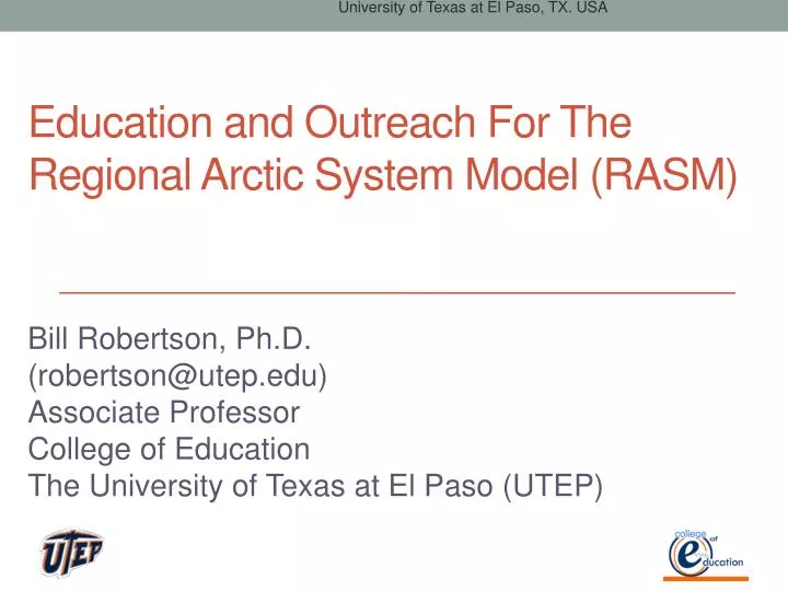 education and outreach for the regional arctic system model rasm