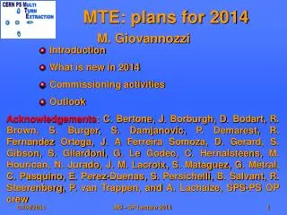 MTE: plans for 2014