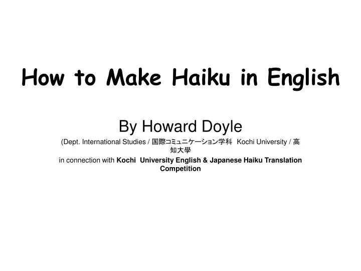 how to make haiku in english