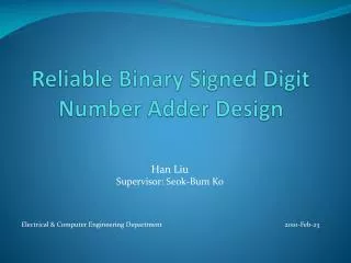 Reliable Binary Signed Digit Number Adder Design