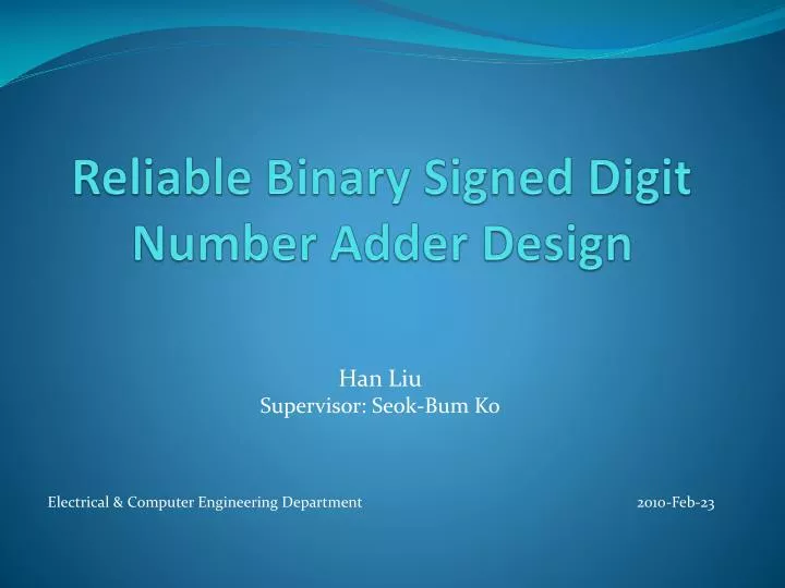reliable binary signed digit number adder design