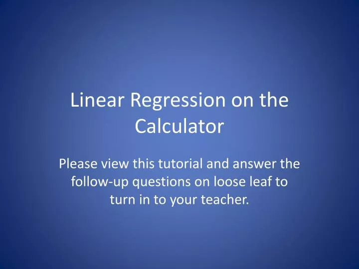 linear regression on the calculator