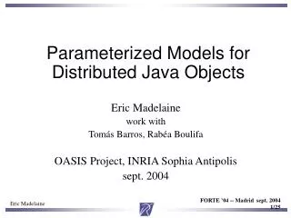 Parameterized Models for Distributed Java Objects