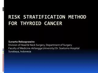 Risk stratification method for thyroid cancer