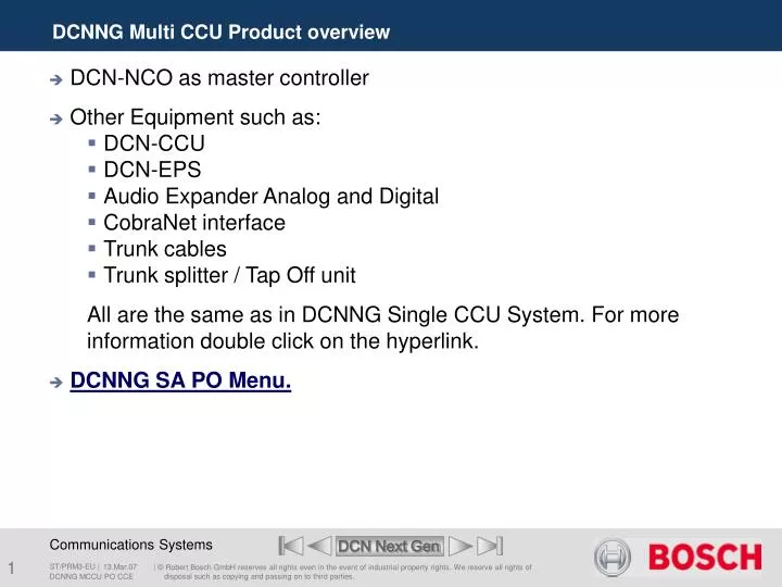 dcnng multi ccu product overview
