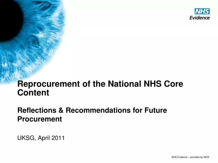 reprocurement of the national nhs core content reflections recommendations for future procurement