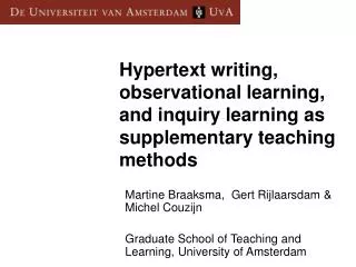 Hypertext writing, observational learning, and inquiry learning as supplementary teaching methods