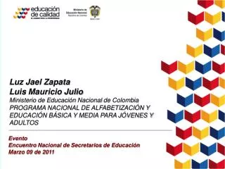 Luz Jael Zapata Luis Mauricio Julio Ministerio de Educación Nacional de Colombia