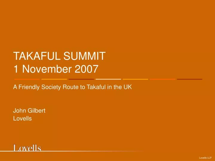 takaful summit 1 november 2007
