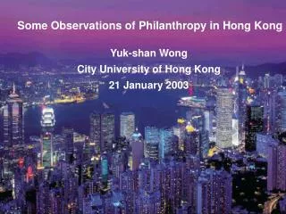Some Observations of Philanthropy in Hong Kong
