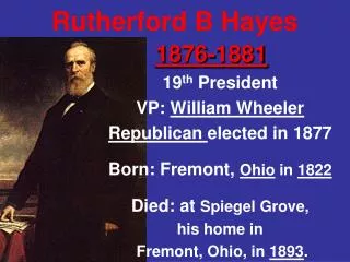 Rutherford B Hayes 1876-1881