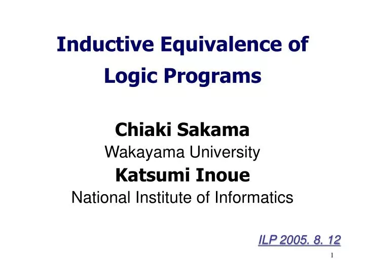 inductive equivalence of logic programs