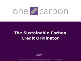 The Sustainable Carbon Credit Originator