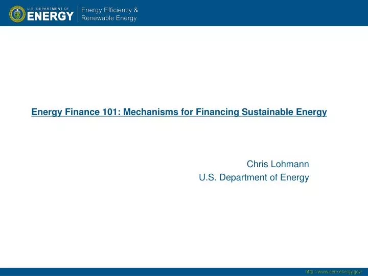 energy finance 101 mechanisms for financing sustainable energy