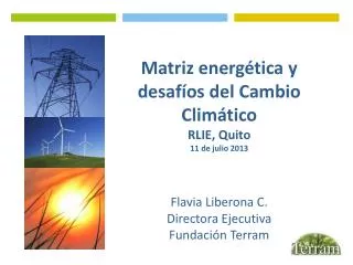Matriz energética y desafíos del Cambio Climático RLIE, Quito 11 de julio 2013 Flavia Liberona C.