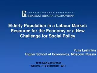 Yulia Lezhnina Higher School of Economics, Moscow, Russia