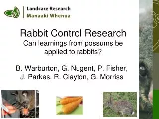 Rabbit Control Research Can learnings from possums be applied to rabbits?