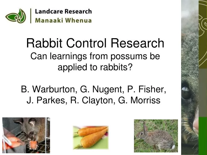 rabbit control research can learnings from possums be applied to rabbits