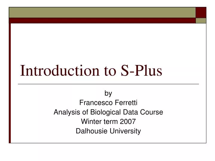introduction to s plus