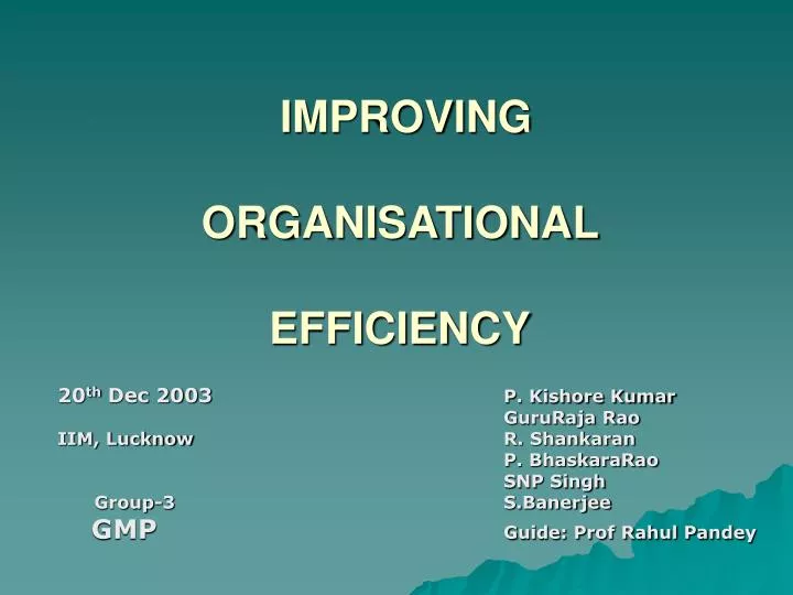improving organisational efficiency