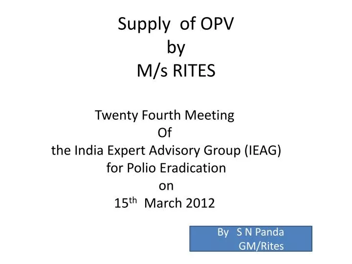 supply of opv by m s rites