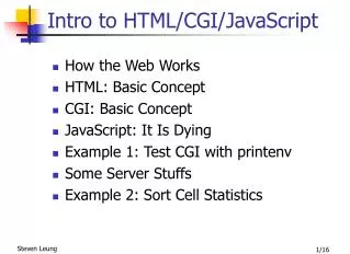 Intro to HTML/CGI/JavaScript