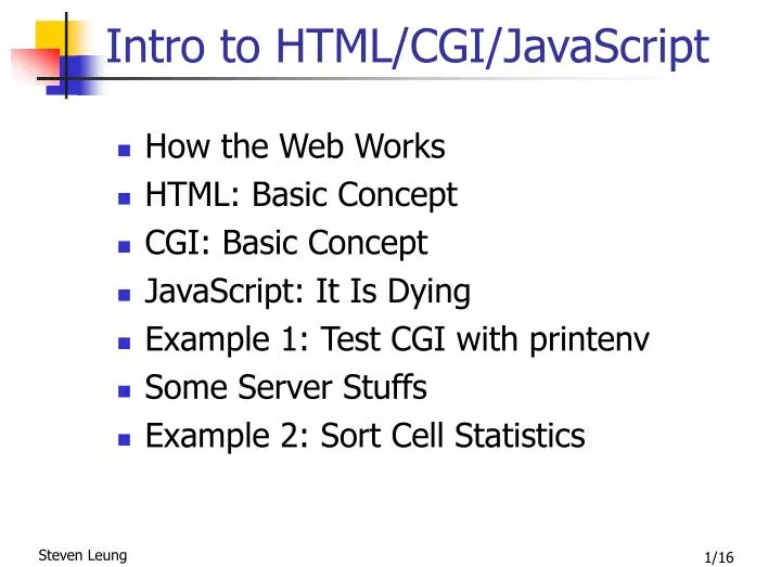 intro to html cgi javascript
