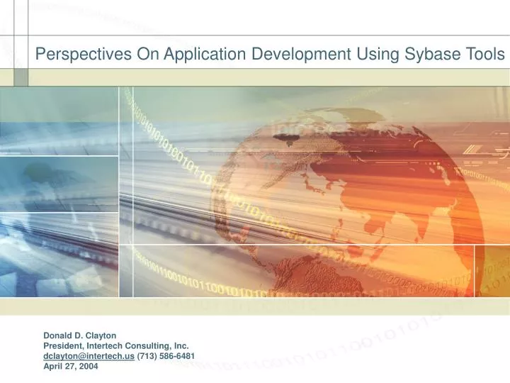 perspectives on application development using sybase tools