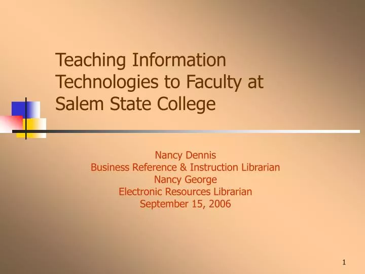 teaching information technologies to faculty at salem state college