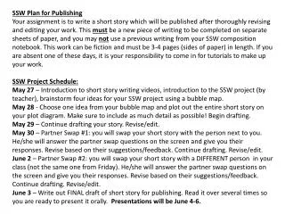 SSW Plan for Publishing