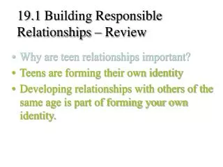 19.1 Building Responsible Relationships – Review