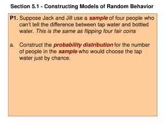 Section 5.1 - Constructing Models of Random Behavior