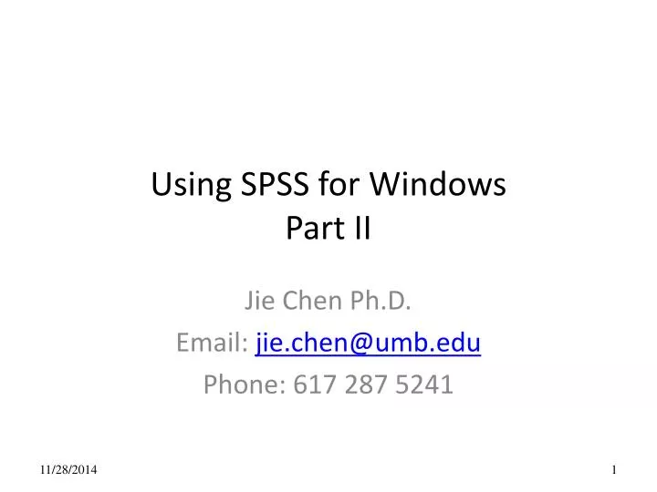 using spss for windows part ii