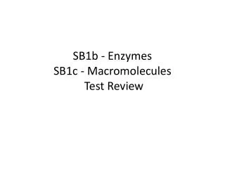 SB1b - Enzymes SB1c - Macromolecules Test Review