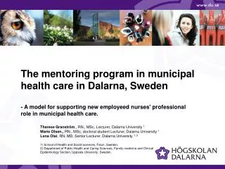 The mentoring program in municipal health care in Dalarna, Sweden