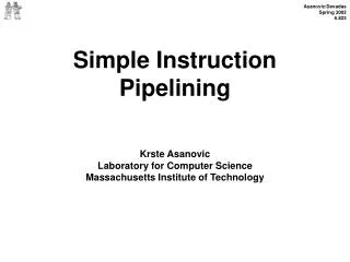 Simple Instruction Pipelining