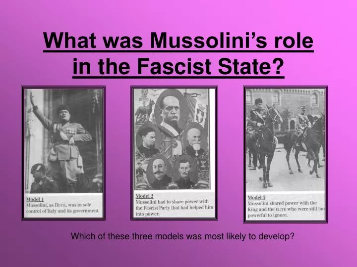 what was mussolini s role in the fascist state