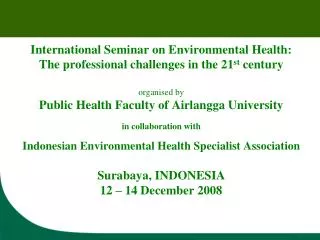 International Seminar on Environmental Health: