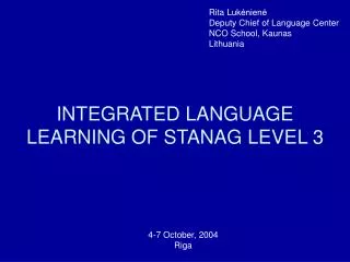 INTEGRATED LANGUAGE LEARNING OF STANAG LEVEL 3