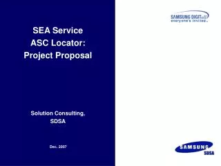 SEA Service ASC Locator: Project Proposal Solution Consulting, SDSA