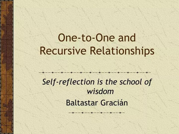 one to one and recursive relationships