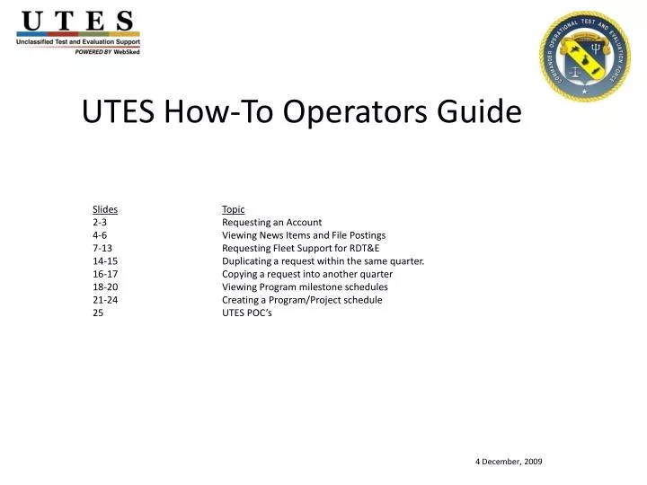 utes how to operators guide