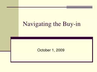 Navigating the Buy-in