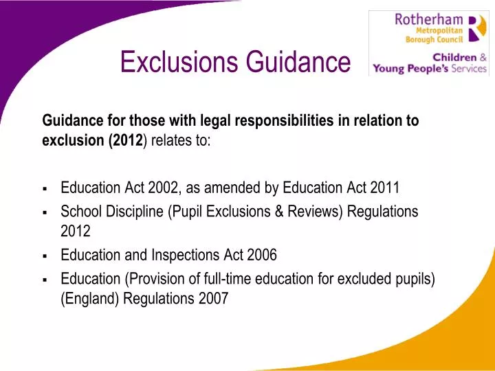 exclusions guidance