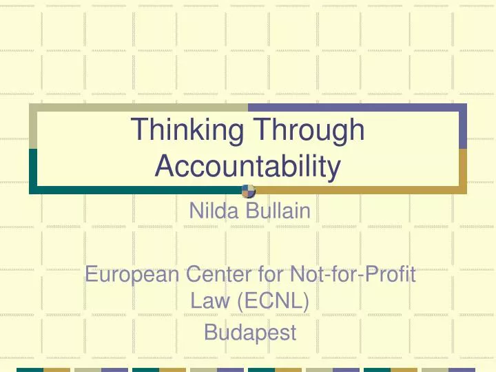 thinking through accountability
