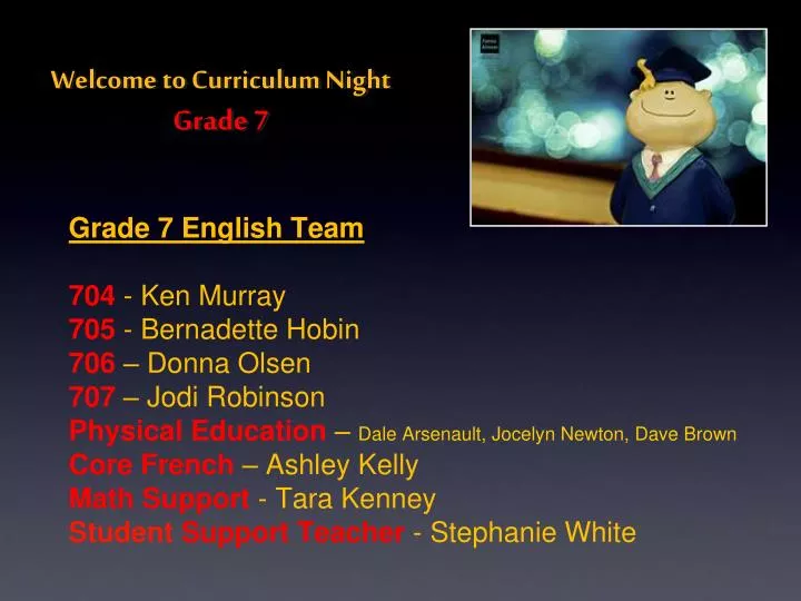 welcome to curriculum night grade 7
