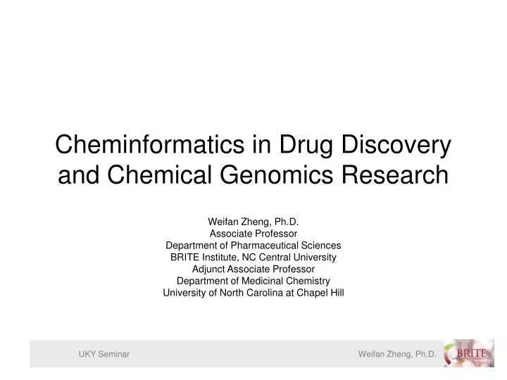 cheminformatics in drug discovery and chemical genomics research