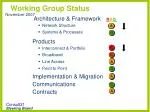 Working Group Status - slide 1