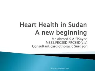 Heart Health in Sudan A new beginning
