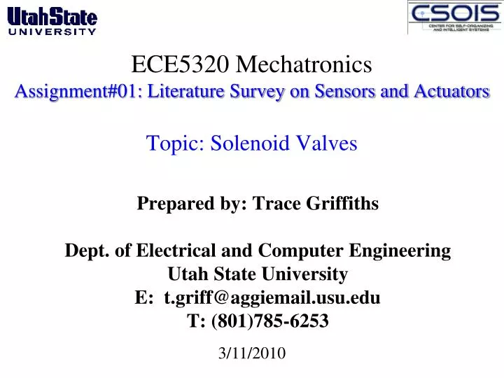 ece5320 mechatronics assignment 01 literature survey on sensors and actuators topic solenoid valves